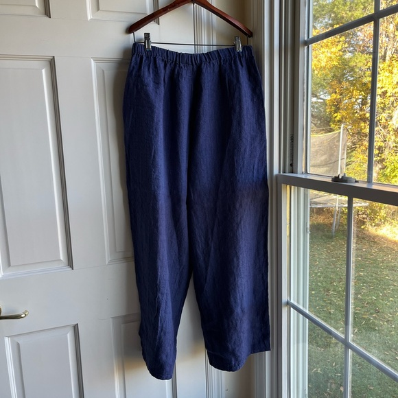 FLAX Vinatge Linen Blue Pants - Picture 2 of 5